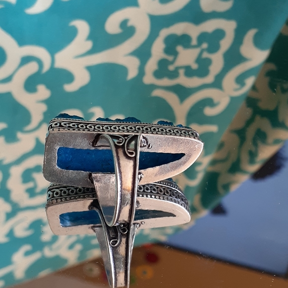 Blue Titanium Druzy Ring Handcrafted - Size 9 - Picture 5 of 7